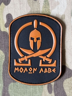 YJPF Spartan - Molon Labe PVC Patch - Black/Brown - nášivka