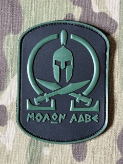 YJPF Spartan - Molon Labe PVC Patch - Black/Green - nášivka