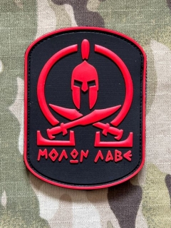 YJPF Spartan - Molon Labe PVC Patch - Red/Black - nášivka