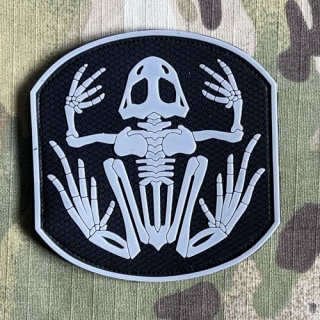 YJPF Frog Sceleton PVC Patch - Grey/Black - nášivka