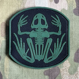 YJPF Frog Sceleton PVC Patch - Green/Black - nášivka