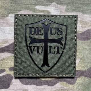 TF LaserCut Patch Deus Vult Crusader Infra - Olive Drab - nášivka