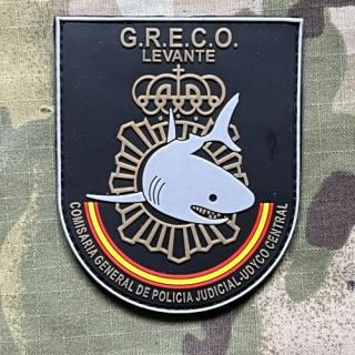 PoliceFirePatches Spain Policia Nacional - UDYCO Central - GRECO Levante PVC - Black - nášivka 