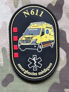 PoliceFirePatches Spain Emergencies Médiques - N611 PVC - Black - nášivka 