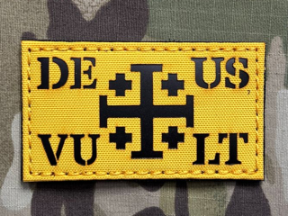 TF LaserCut Patch Deus Vult Cross Flag Infra - Gold - nášivka