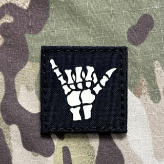 TF LaserCut Patch Shaka Bone GID - Small - Black/GID - nášivka