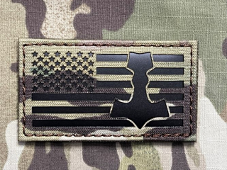 TF LaserCut Patch US Flag - Mjolnir Thor Hammer Infra - Multicam - nášivka